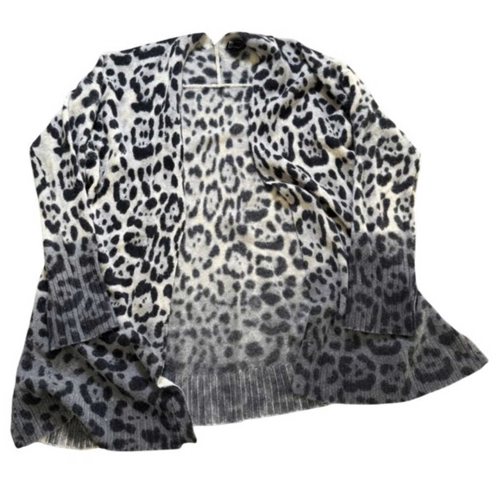 360 Cashmere Leopard Print‎ Cardigan Open Front Lightweight XS